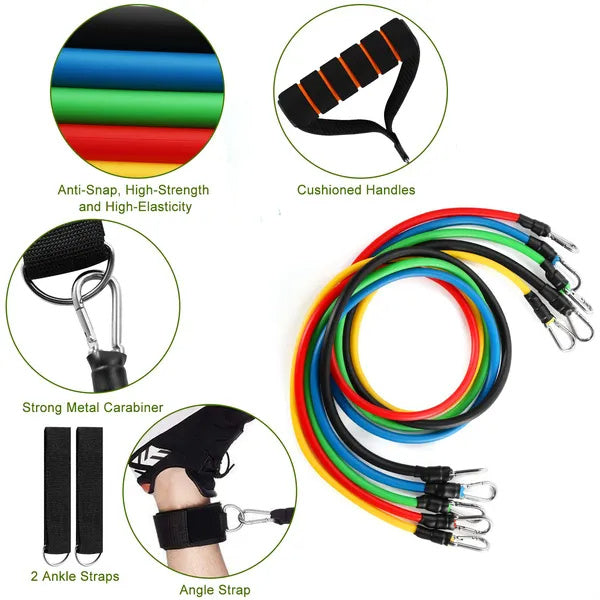 11-Piece Resistance Bands Set – Full-Body Home Workout Solution - Prime Ritual