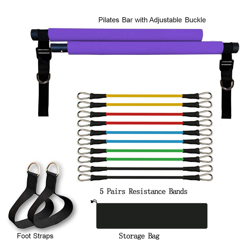 Fitness Yoga Pilates Bar – Portable Resistance Band Trainer for Home Workouts - Prime Ritual