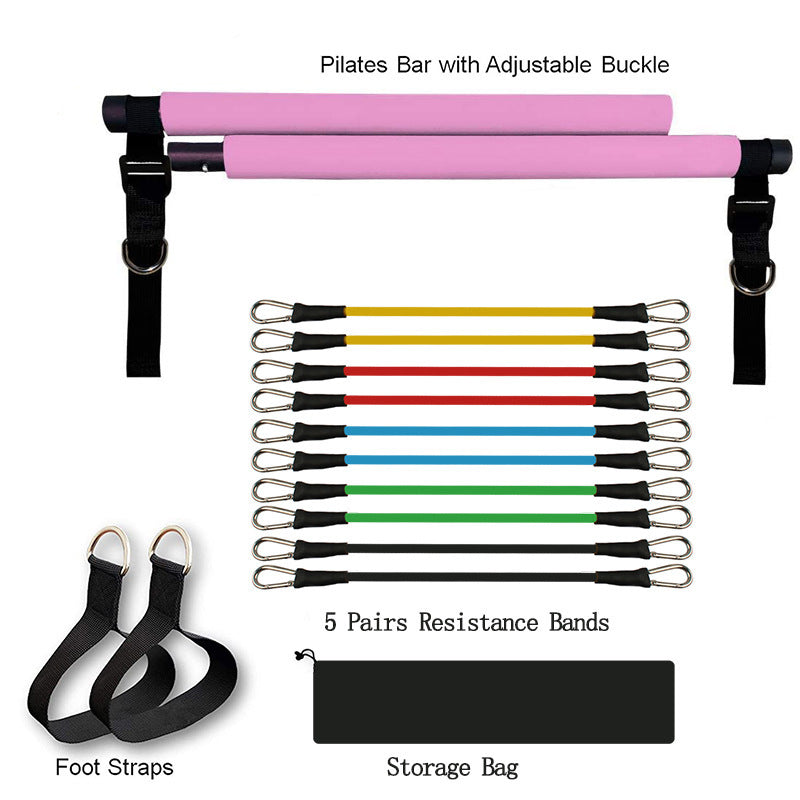 Fitness Yoga Pilates Bar – Portable Resistance Band Trainer for Home Workouts - Prime Ritual